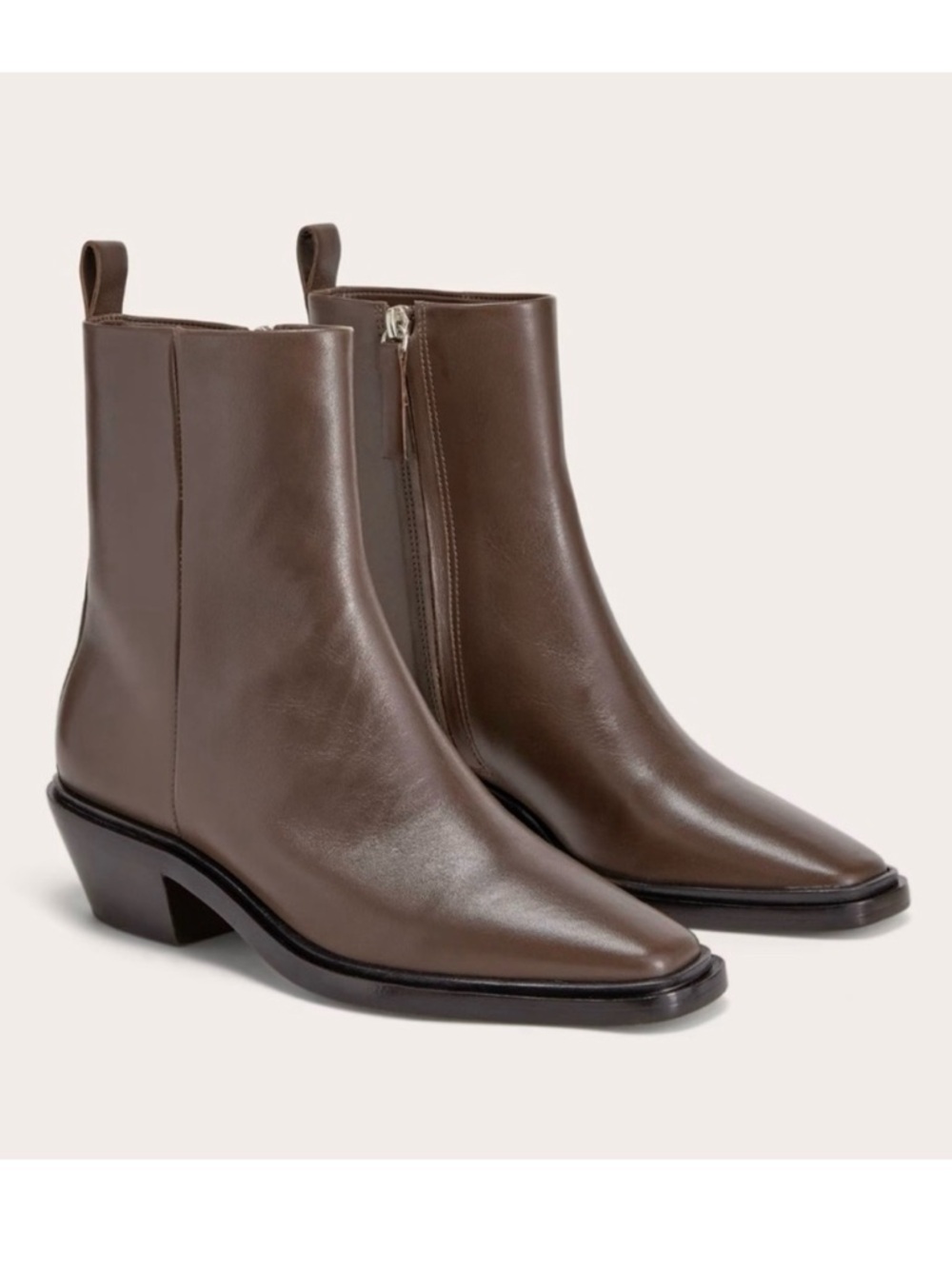 Everlane Havana Brown Leather Ankle Booties
